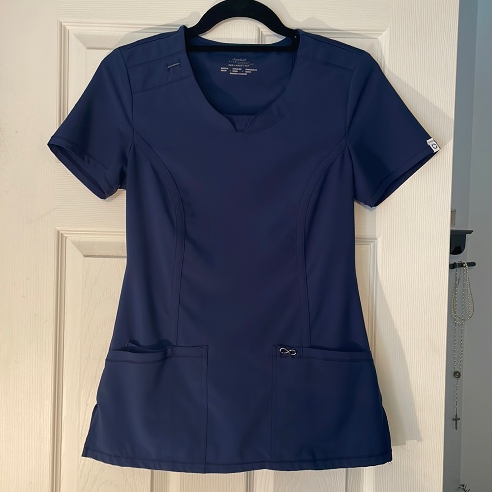 Cherokee Infinity Navy Scrub Top